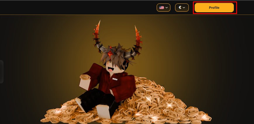 Кнопка Профиль в верхнем меню сайта 1RBX