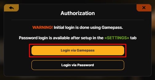 Выбор метода входа через Gamepass