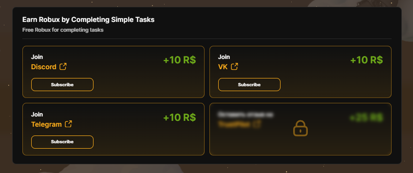 List of tasks to earn free Robux