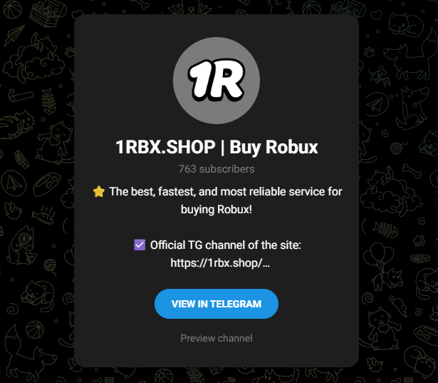 Официальный Telegram-канал 1RBX.SHOP с новостями